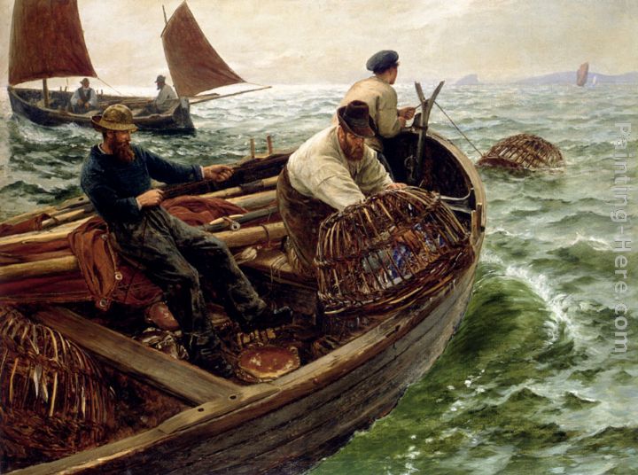 Lands End Crabbers painting - Charles Napier Hemy Lands End Crabbers art painting